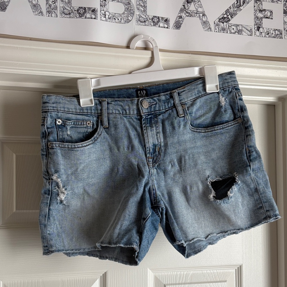 GAP Women's Distressed Light Blue Jean Shorts
